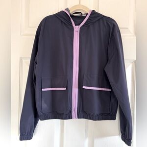 Zella Kids Windbreaker Jacket in Purple with Lavender Trim